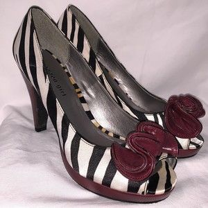 Madden Girl Zebra Burgundy￼ Heels Woman’s Size 8.5 NWOB